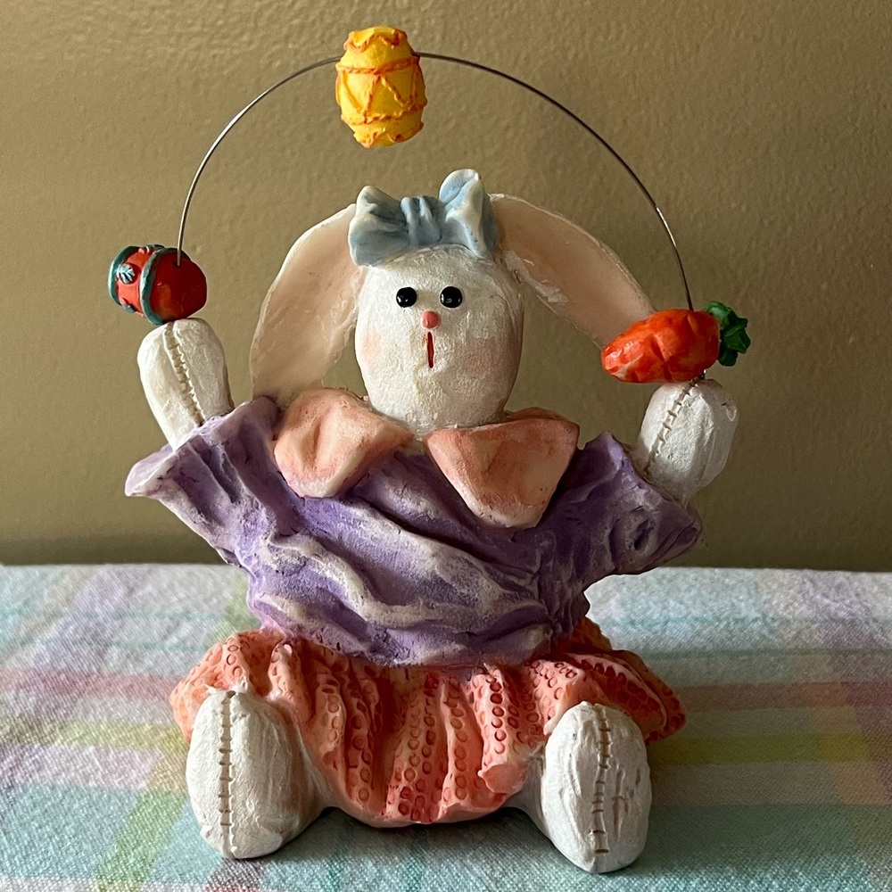 Colorful Vintage Ceramic Bunny Figurine